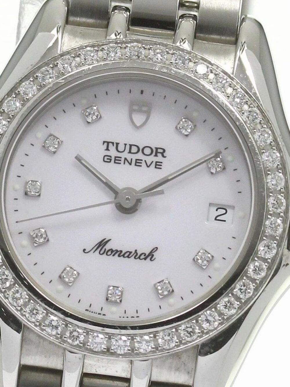 TUDOR Monarch 15810 Diamond bezel 10P White Dial Quartz Ladies Watch_826063